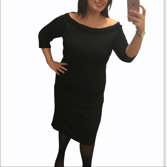 Le Chateau XXL off shoulder ruched dress - black - Picture 1 of 8